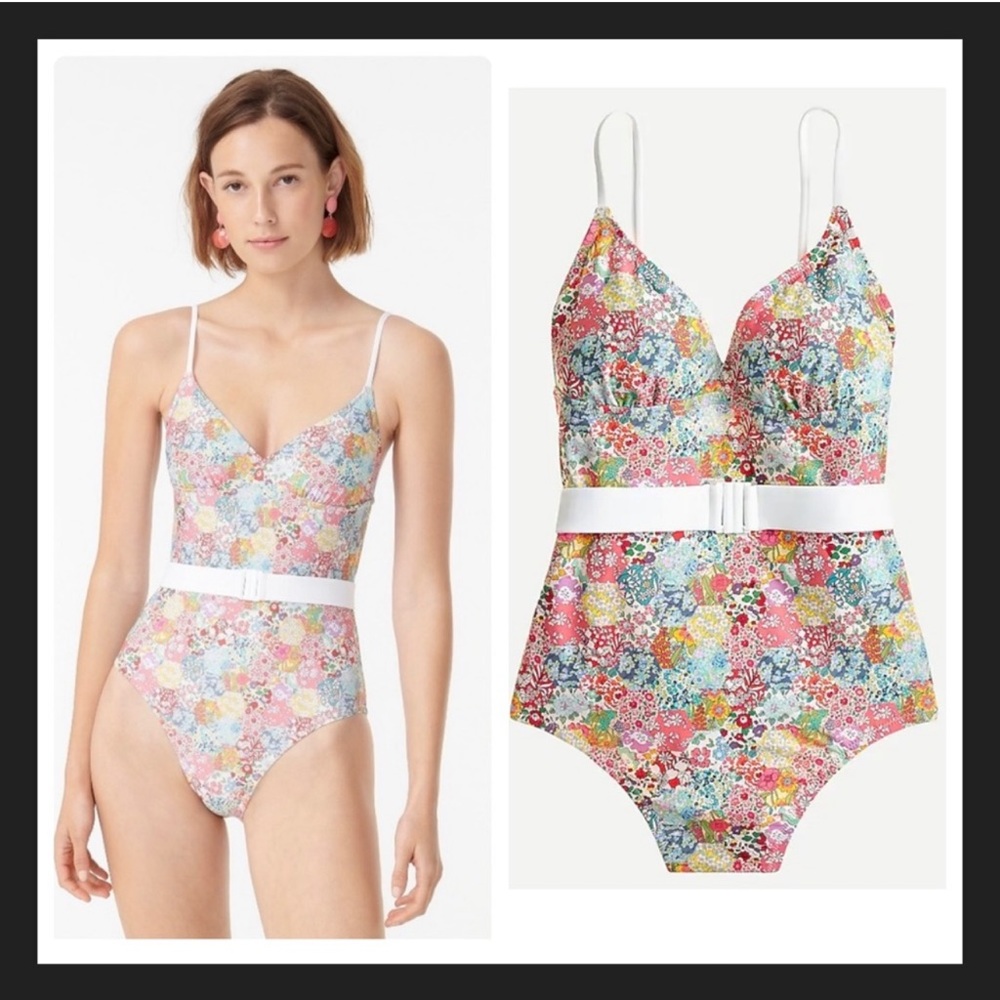 J.Crew Belted one-piece in Liberty® Patchwork Dream floral